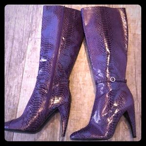 Snakeskin Sam Edelman purple knee high boots